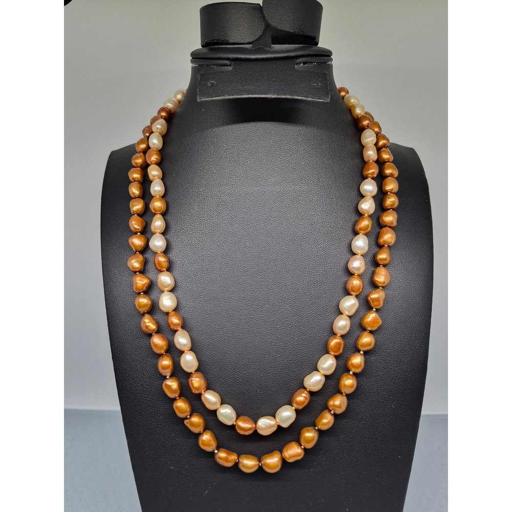 Baroque Pearl Necklace Set Bronze Chocolate White Sterling Silver 925 18in 20in‎